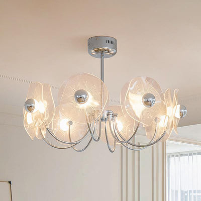 Zeitgenössischer Luxus-Lotus-Acryl-Aluminium-LED-Kronleuchter für Wohnzimmer 