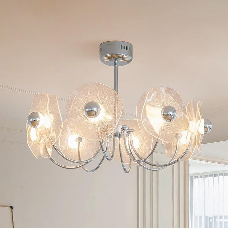 Zeitgenössischer Luxus-Lotus-Acryl-Aluminium-LED-Kronleuchter für Wohnzimmer 