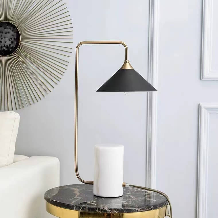 Lámpara de Mesa de 1 Luz de Columna Minimalista Moderna de Mármol y Hierro 