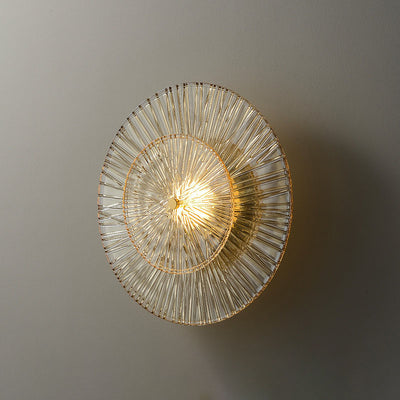 Modern Minimalist Round Glass Copper LED Wall Sconce Lamp For Living Room