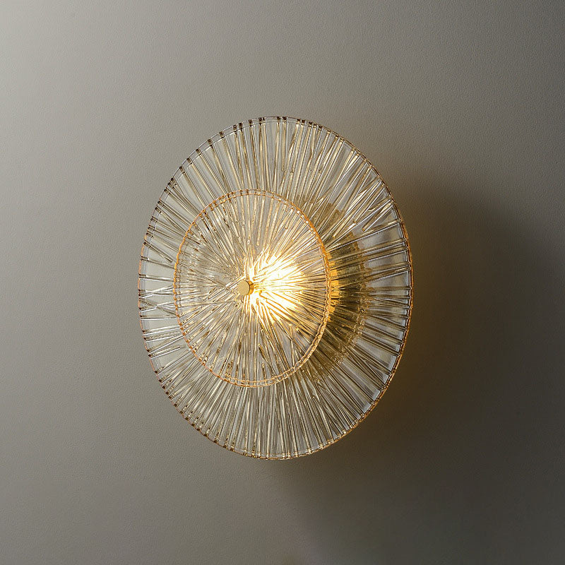 Modern Minimalist Round Glass Copper LED Wall Sconce Lamp For Living Room