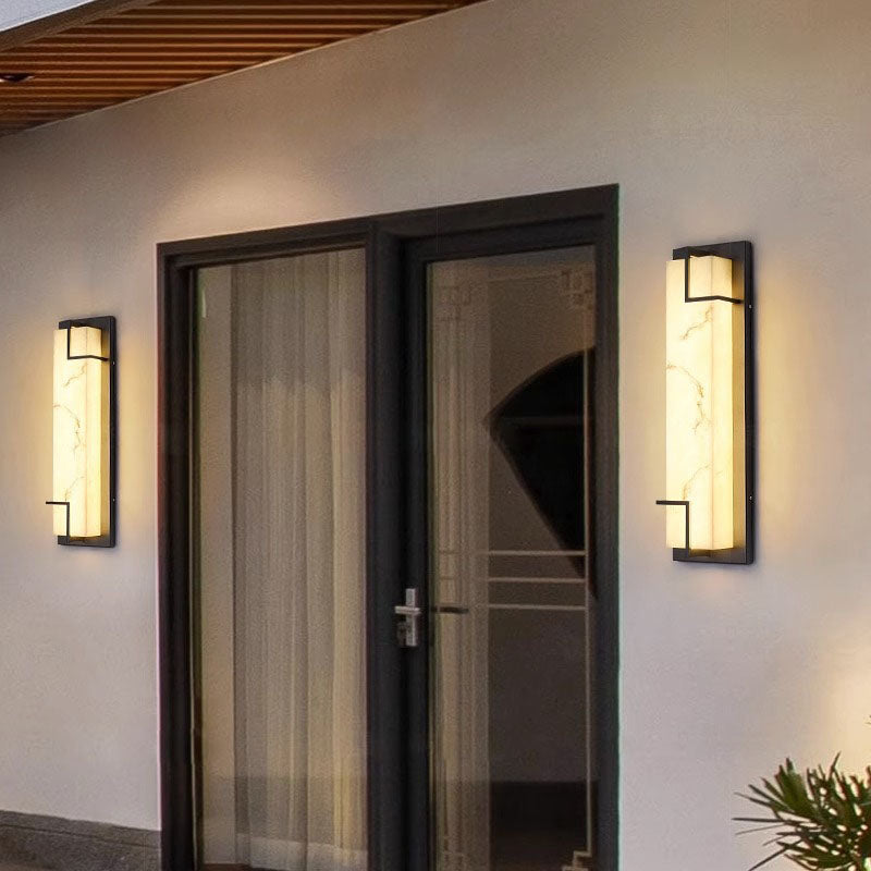 Modern Minimalist Rectangular Stainless Steel Resin LED Wall Sconce Lamp For Outdoor Patio