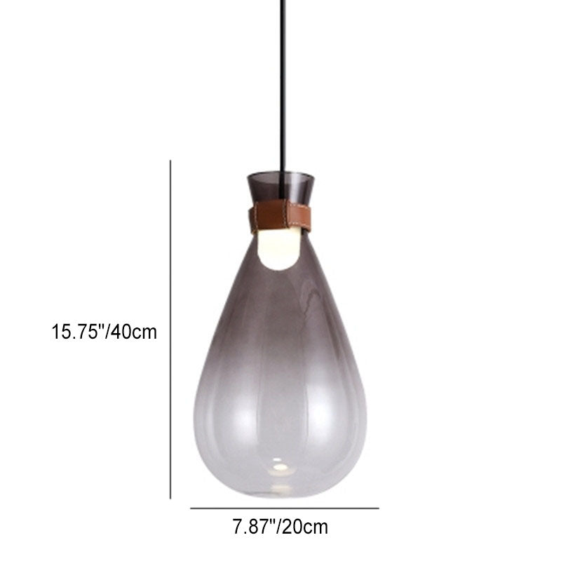 Lampe suspendue LED moderne et créative en verre avec bouteille en forme de goutte d&