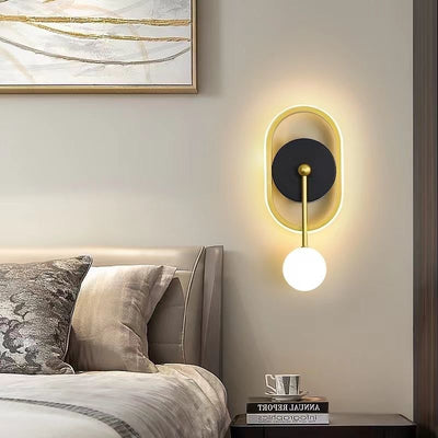 مصباح حائط LED من الألومنيوم الحديدي البيضاوي المستدير المربع البسيط الحديث لغرفة النوم 