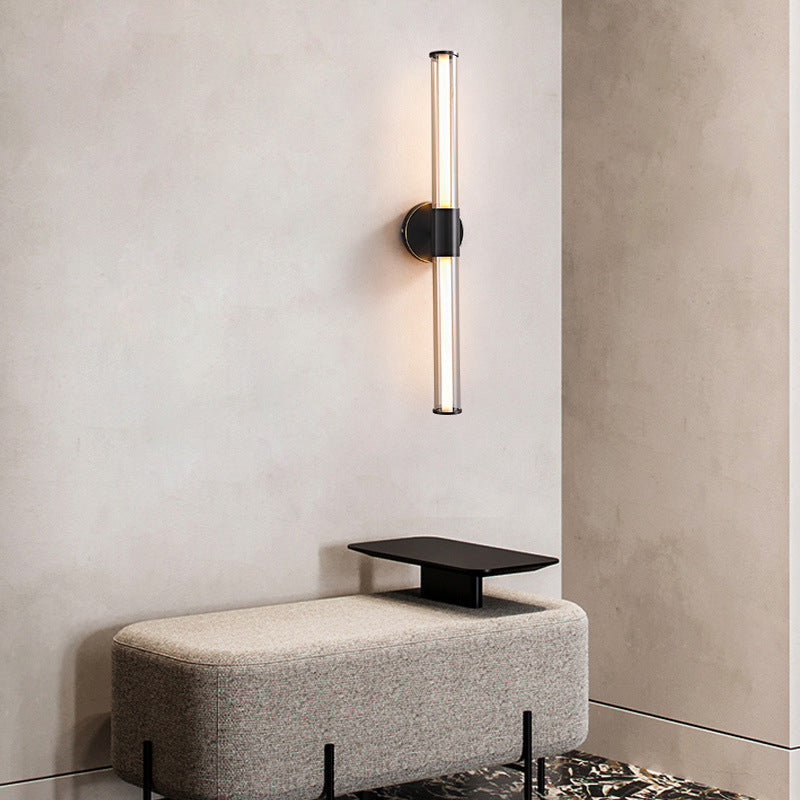 Applique Murale à LED en Verre de Cuivre Cylindrique Minimaliste Moderne Pour Salon 