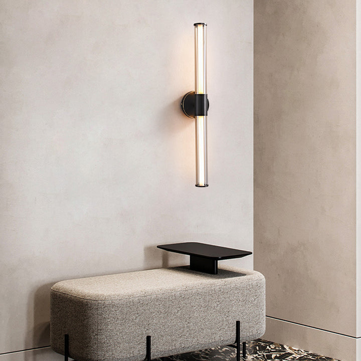 Applique Murale à LED en Verre de Cuivre Cylindrique Minimaliste Moderne Pour Salon 