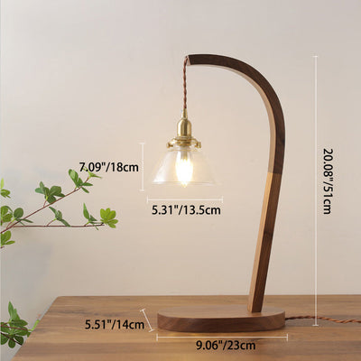 Traditionelle japanische runde Tischlampe aus Holz und Glas mit 1 Licht für Wohnzimmer 