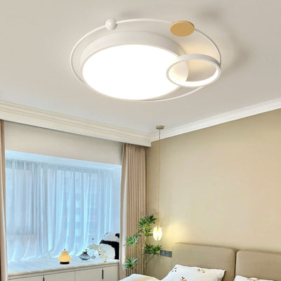 Contemporary Creative Iron Acrylic Round LED Flush Mount Ceiling Light For Bedroom