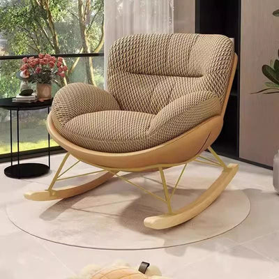 Fauteuil à bascule en velours pied-de-poule nordique contemporain avec dossier en acier au carbone pour salon 