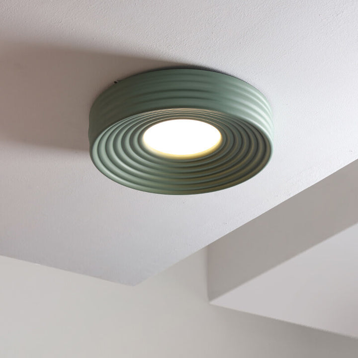 Contemporary Nordic Stripes Round Aluminum LED Flush Mount Ceiling Light For Living Room