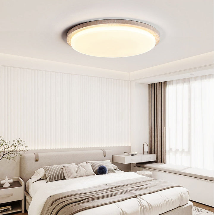 Moderne minimalistische runde LED-Deckenleuchte aus Chalcopyrit und Acryl für das Schlafzimmer 