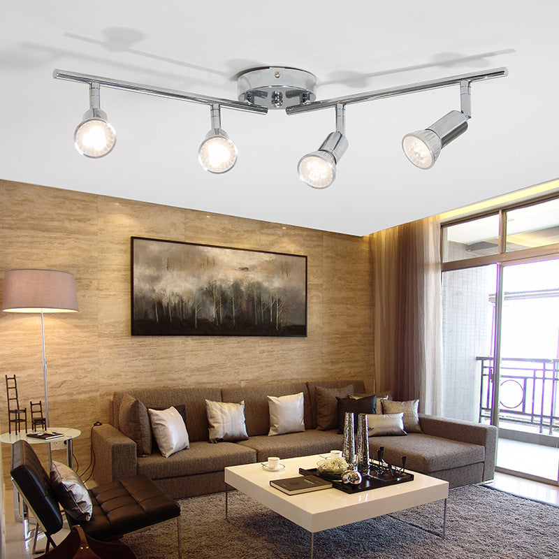 Plafonnier semi-encastré moderne minimaliste à 4 lumières en acier inoxydable et fer pour salon 
