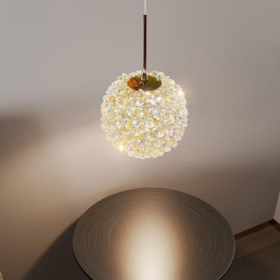 Luminaire suspendu contemporain de luxe avec abat-jour en cristal de litchi pour salon 