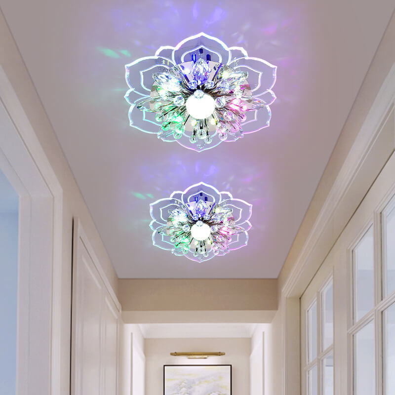 ضوء سقف LED مثبت بشكل متدفق من الكريستال الأكريليك بتصميم بتلات حديثة وبسيطة 
