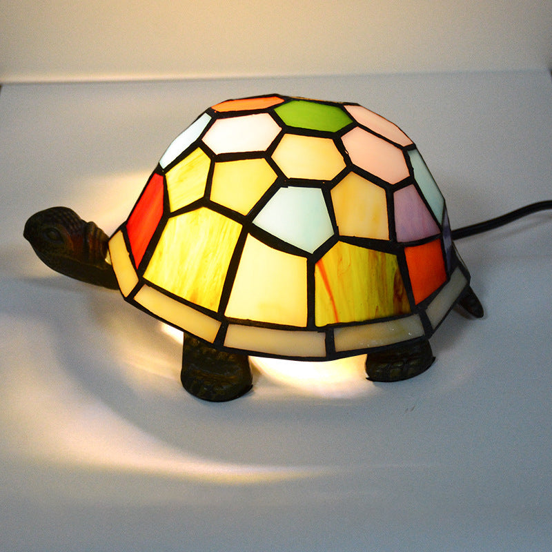 Contemporary Creative Alloy Glass Turtle 1-Light Table Lamp For Bedroom