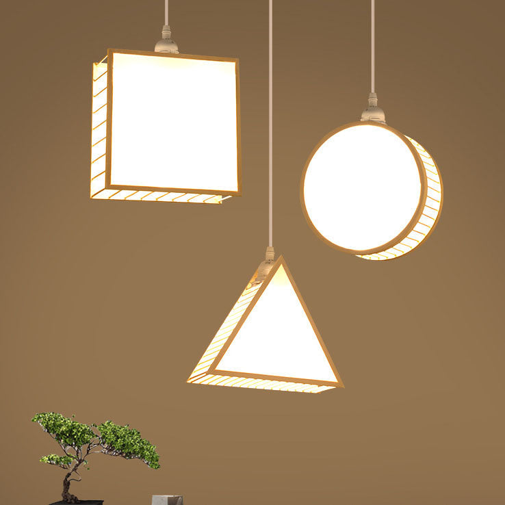 Traditionelle chinesische Bambusweberei geometrischer Käfig 1-flammige Pendelleuchte für Wohnzimmer 