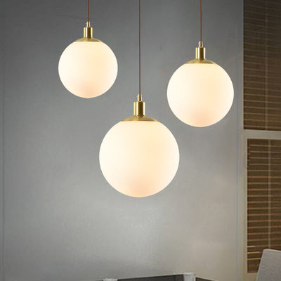 Nordic Minimalist White Orb 1-Light Pendant Light