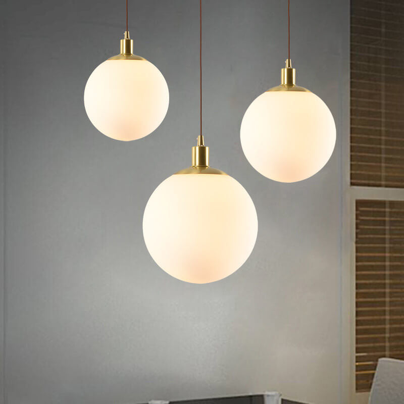 Nordischer Minimalistischer Weißer Orb 1-Licht Pendelleuchte 