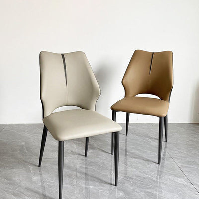 Zeitgenössischer Luxus Esszimmerstuhl aus quadratischem Mikrofaserleder und Karbonstahl mit Rückenlehne für das Esszimmer 