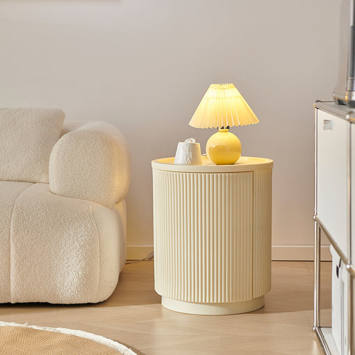 Modern Minimalist Cylinder PE Plastic Nightstand 2-Cabinet For Bedroom