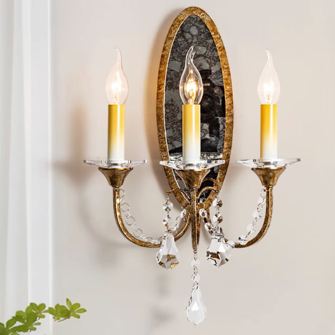 Aplique de Pared de Hierro con Cristal de Estilo Vintage Tradicional de 3 Luces para Pasillo 
