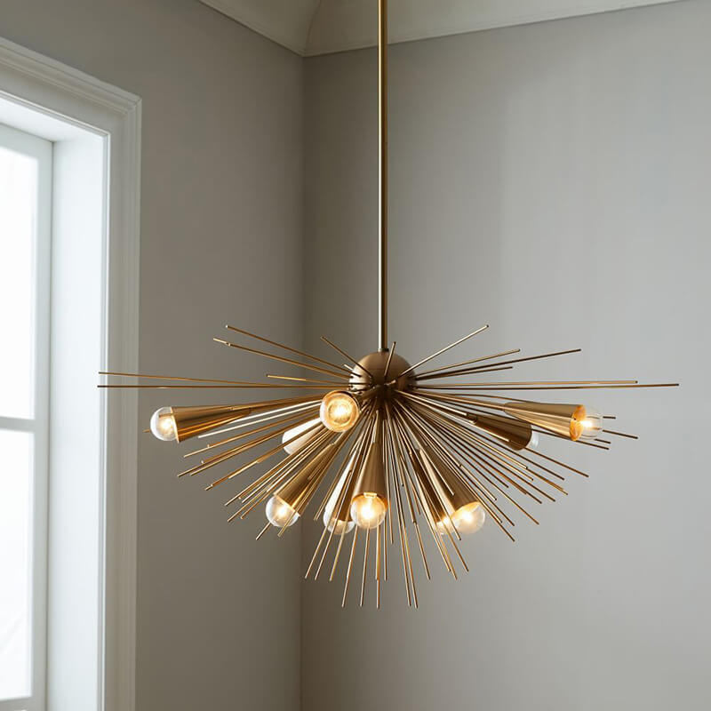 Skandinavische Moderne Radialform-Hardware 10-Licht Kronleuchter 