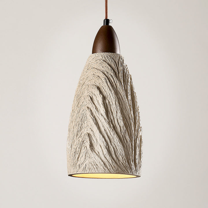 Lampe suspendue à 1 lumière en bois massif en ciment cylindrique traditionnel japonais pour chambre 