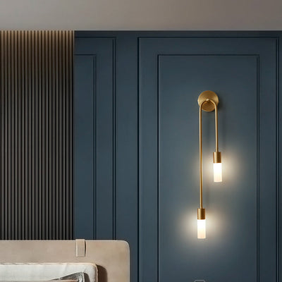 Zeitgenössische nordische Kupfer Acryl Zylinder Ball 1/2/4 Licht Wandleuchte Lampe für Wohnzimmer 