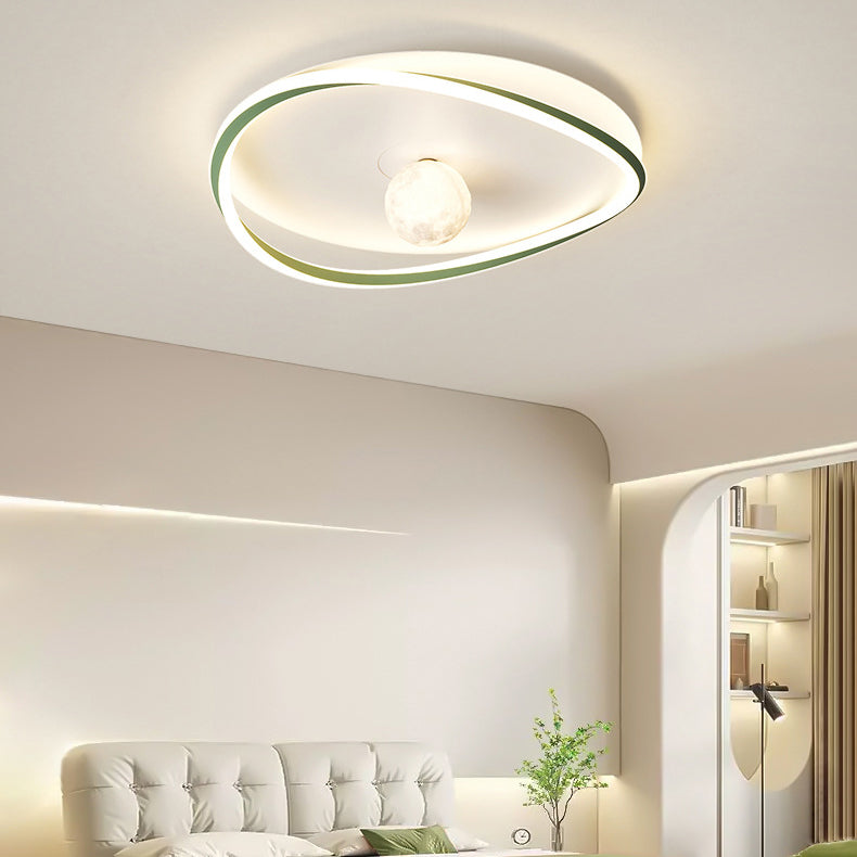 Moderne minimalistische Kreisring Eisen Acryl Aluminium LED Unterputz Deckenleuchte für Schlafzimmer 