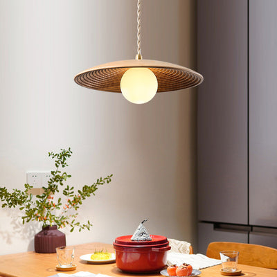 Modern Minimalist Log Long Line Circular 1-Light Pendant Light