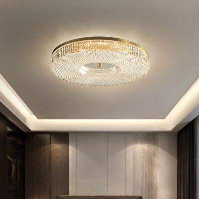 Zeitgenössische Luxus Runde Kupfer Acryl LED Unterputz Deckenleuchte für Wohnzimmer 