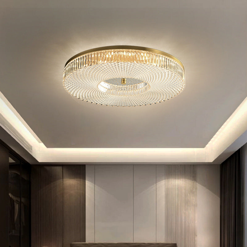 Zeitgenössische Luxus Runde Kupfer Acryl LED Unterputz Deckenleuchte für Wohnzimmer 