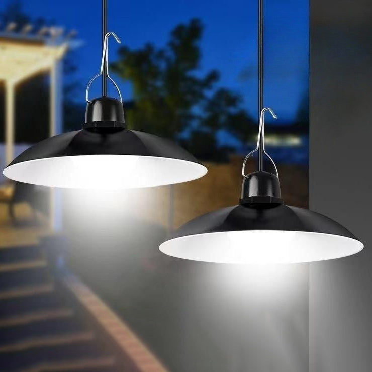 Luz colgante LED de disco semicircular impermeable solar retro contemporáneo de ABS para jardín 