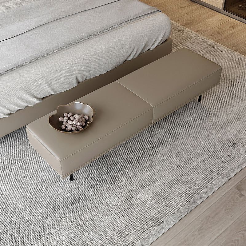 Modern Minimalist Rectangular Microfiber Leather Plywood Steel Sponge End Of The Bed Low Stool Backless For Bedroom