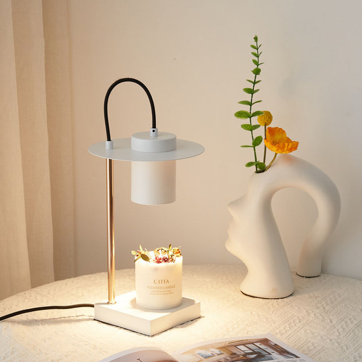 Lampe de table en cire fondue à 1 lumière en cylindre en fer forgé minimaliste moderne pour chambre 