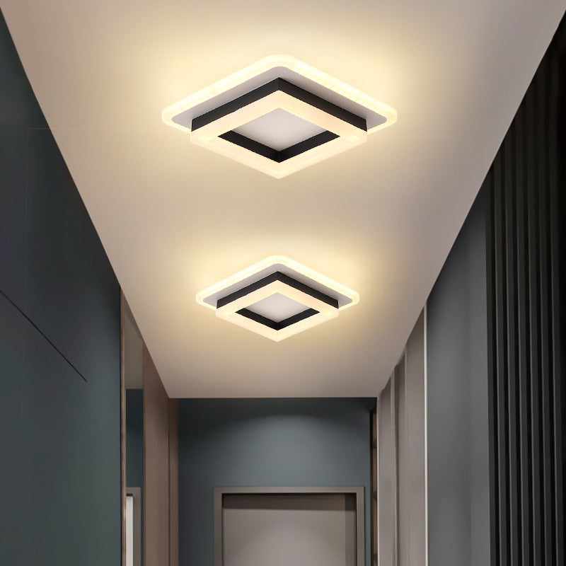 Luz de techo LED de montaje empotrado con pantalla cuadrada redonda geométrica acrílica de simplicidad moderna para sala de estar 