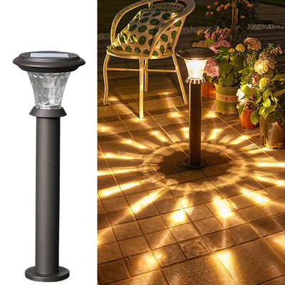 Modern Cylindrical Stainless Steel Glass Solar Outdoor LED Lawn Insert Landscape Light