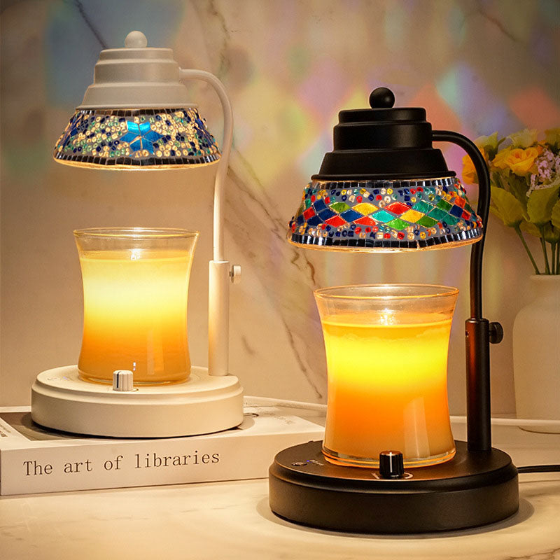 Lampe de table en cire fondante à aromathérapie 1 lumière en cristal plastique fer cylindre disque scandinave contemporain pour chambre à coucher 