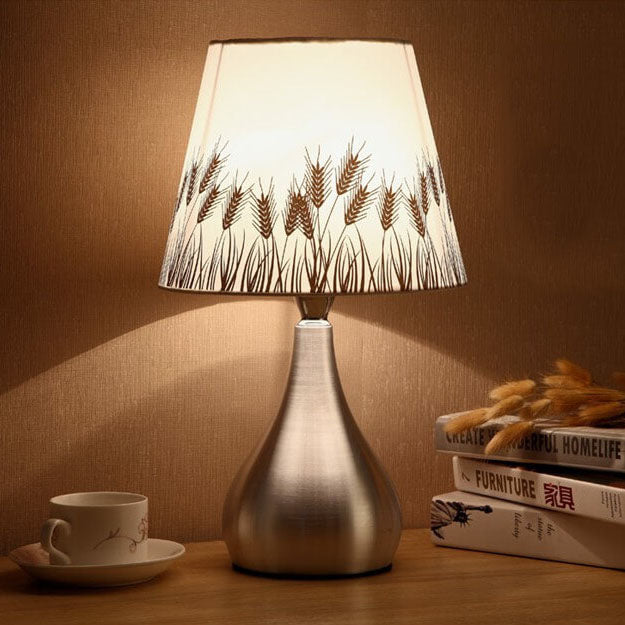 Lámpara de mesa cilíndrica de 1 luz de tela de personalidad simple moderna 