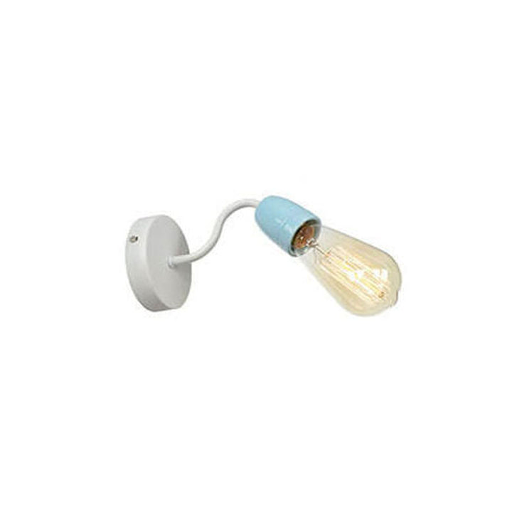 Contemporary Nordic Ceramic Iron Head Exposed Bulb 1-Light Wall Sconce Lamp For Living Room &amp; Bedroom