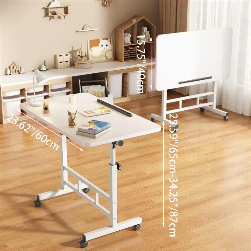 Modern Minimalist Engineered Wood Iron Rounded Square Study Desk With Foldable Mobile Adjustable For Living Room