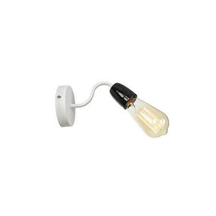 Contemporary Nordic Ceramic Iron Head Exposed Bulb 1-Light Wall Sconce Lamp For Living Room &amp; Bedroom