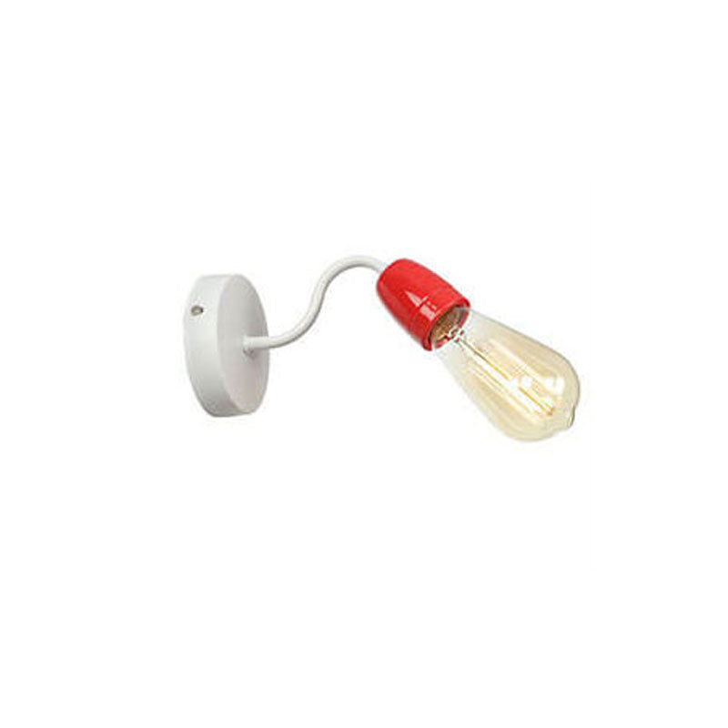 Contemporary Nordic Ceramic Iron Head Exposed Bulb 1-Light Wall Sconce Lamp For Living Room &amp; Bedroom