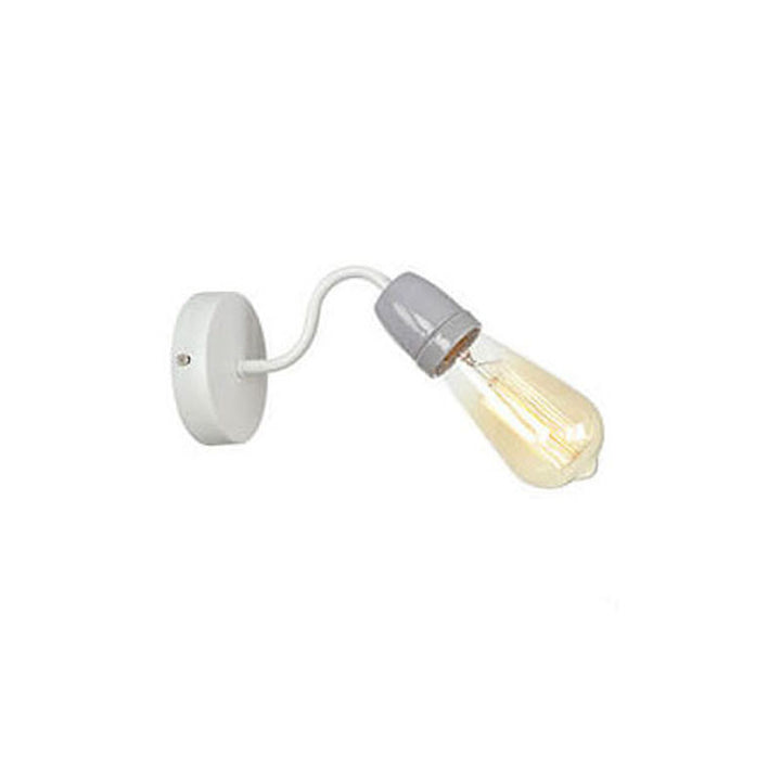 Contemporary Nordic Ceramic Iron Head Exposed Bulb 1-Light Wall Sconce Lamp For Living Room &amp; Bedroom