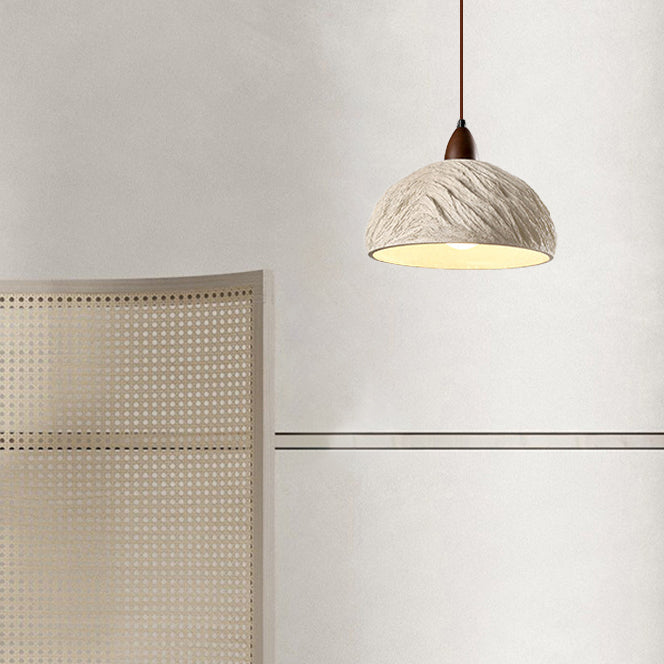 Zeitgenössische industrielle runde Kuppel Massivholz Zement 1-Licht Pendelleuchte für Wohnzimmer 