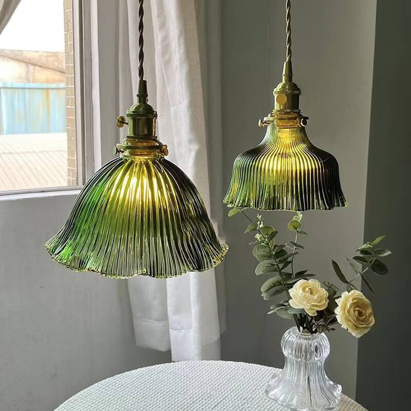 Luz colgante de 1 luz de vidrio de nogal de cobre minimalista moderno nórdico 