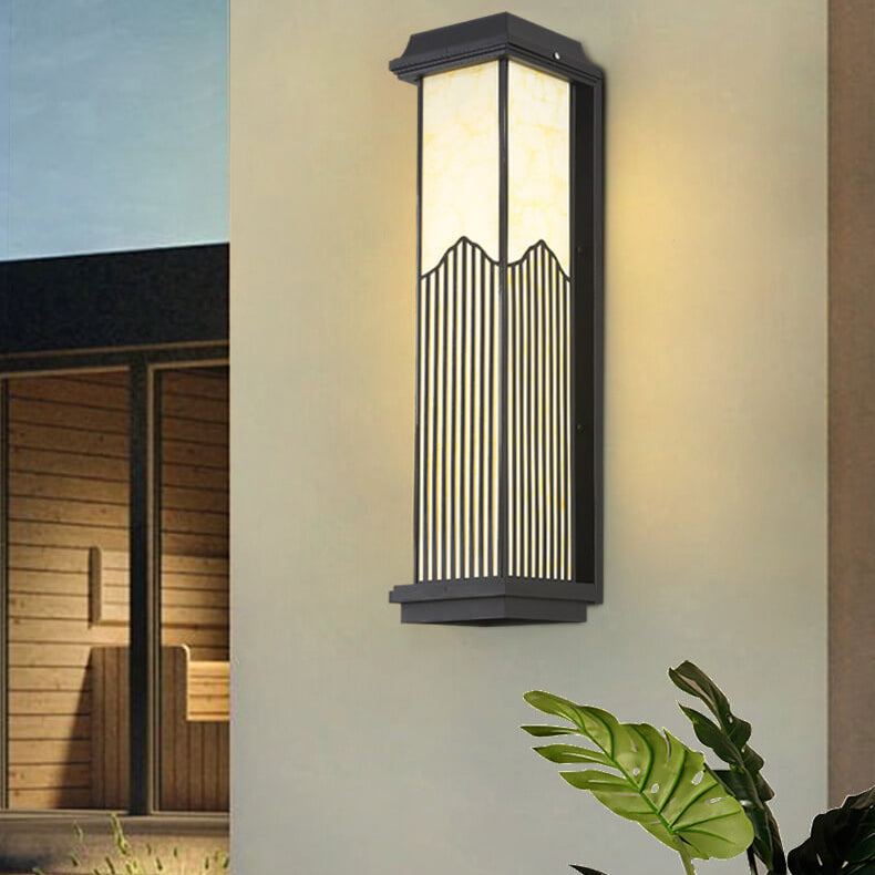 Chinese Retro Aluminum Rectangular Column LED Outdoor Waterproof Wall Sconce Lamp