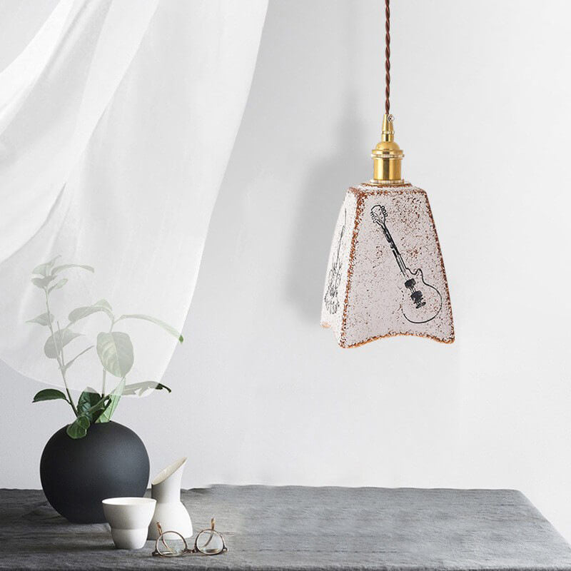 Traditional Vintage Square Cone Hardware Ceramic 1-Light Pendant Light