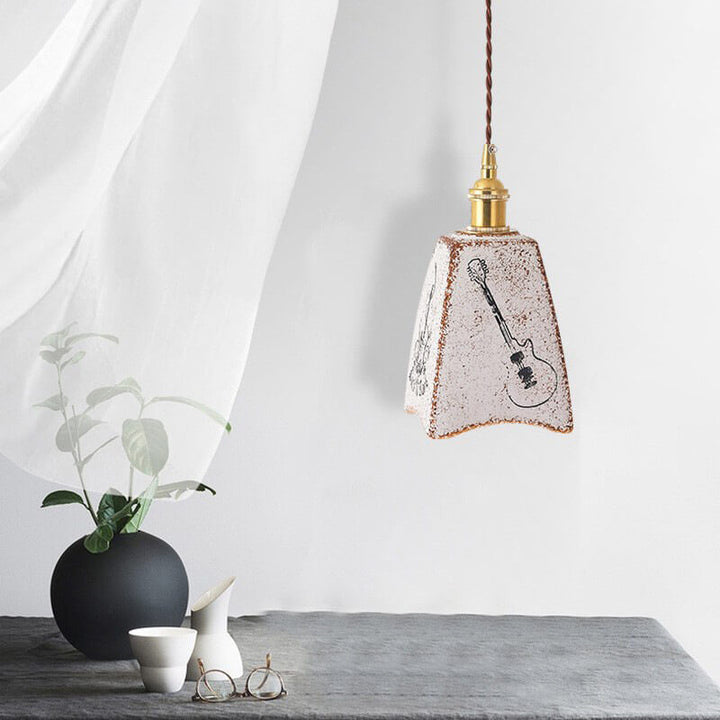 Traditional Vintage Square Cone Hardware Ceramic 1-Light Pendant Light