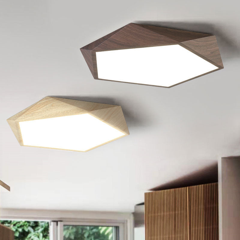 Zeitgenössische nordische unregelmäßige fünfeckige Eisen PVC LED Unterputz-Deckenleuchte für Schlafzimmer 